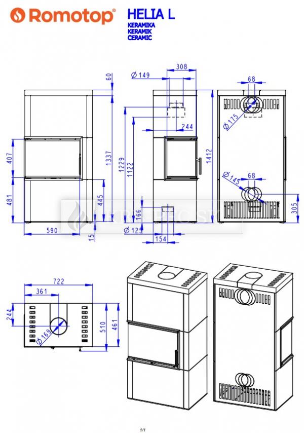 Romotop Helia L/R designové celokeramické krbové kachle krb-pec
