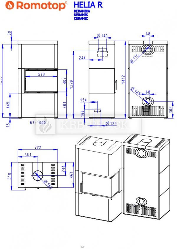 Romotop Helia L/R designové celokeramické krbové kachle krb-pec
