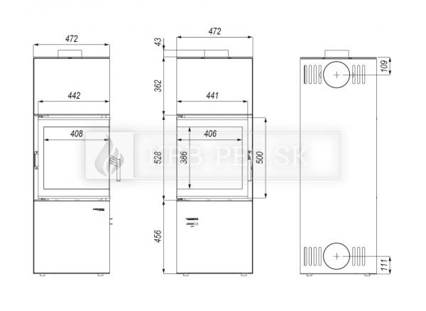 Defro Home Quadroom plechové kachle s rohovým presklením krb-pec