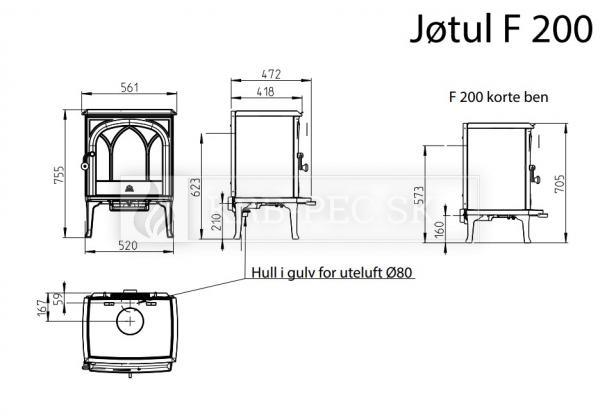 Jotul F 200 BP liatinové kachle s gotickou mriežkovou štruktúrou krb-pec