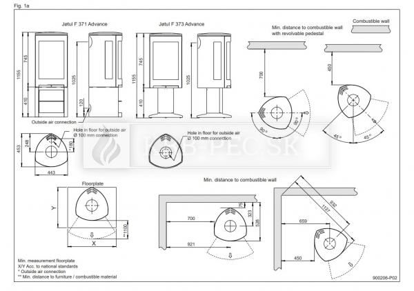 Jotul F 378v2 Advance HT BP liatinové krbové kachle s bočnými sklami krb-pec