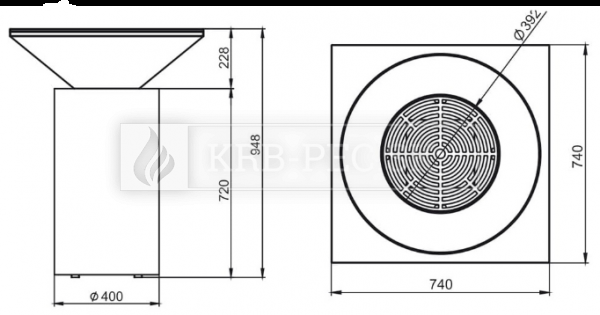 Artiss záhradný gril G6 Basic grafit s nádobou na popol krb-pec