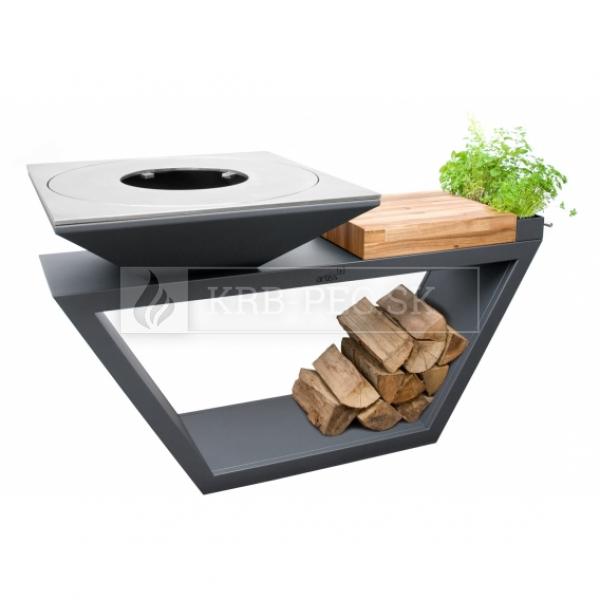 Záhradný gril Artiss G4 na veľké porcie grilovaného jedla grafit krb-pec