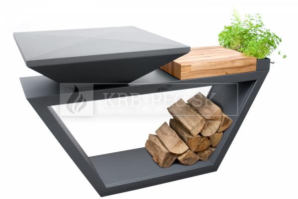 Záhradný gril Artiss G4 na veľké porcie grilovaného jedla grafit krb-pec