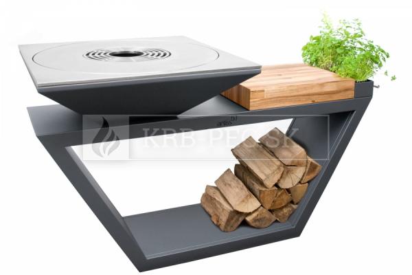 Záhradný gril Artiss G4 na veľké porcie grilovaného jedla grafit krb-pec