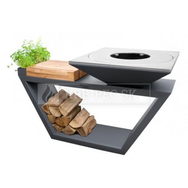 Záhradný gril Artiss G4 na veľké porcie grilovaného jedla grafit krb-pec