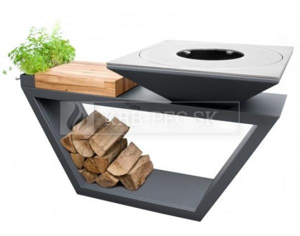 Záhradný gril Artiss G4 na veľké porcie grilovaného jedla grafit krb-pec