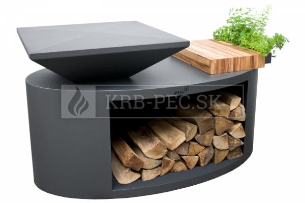 Záhradný gril Artiss G3 slúžiaci aj ako zdroj tepla alebo prírodné osvetlenie záhrady grafit krb-pec