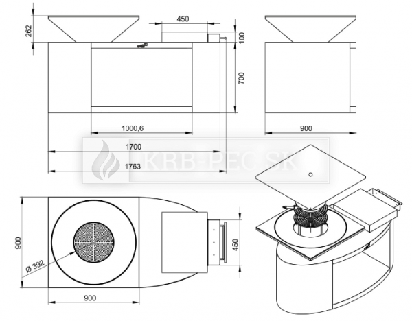 Záhradný gril Artiss G3 slúžiaci aj ako zdroj tepla alebo prírodné osvetlenie záhrady grafit krb-pec