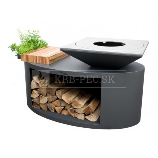 Záhradný gril Artiss G3 slúžiaci aj ako zdroj tepla alebo prírodné osvetlenie záhrady grafit krb-pec
