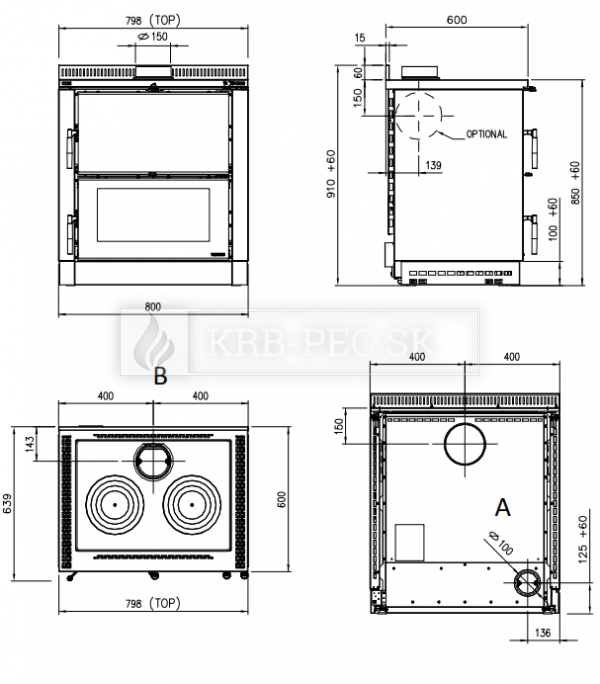 La Nordica Verona XXL maiolica krbový sporák s varnou platňou krb-pec