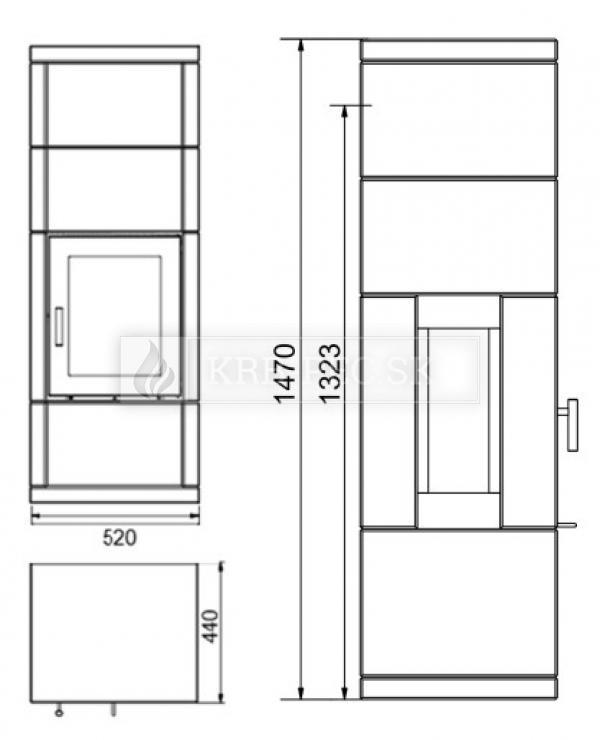 Norsk Kleber Kube 4 krbové kachle s vermikulitovým ohniskom a mastencovým obložením krb-pec